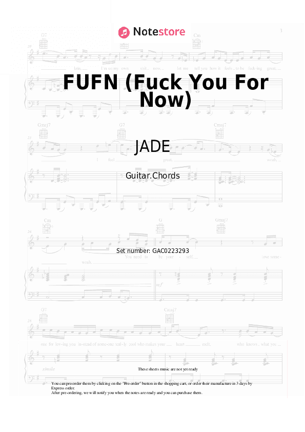 FUFN (Fuck You For Now) - JADE Chords - Guitar.Chords