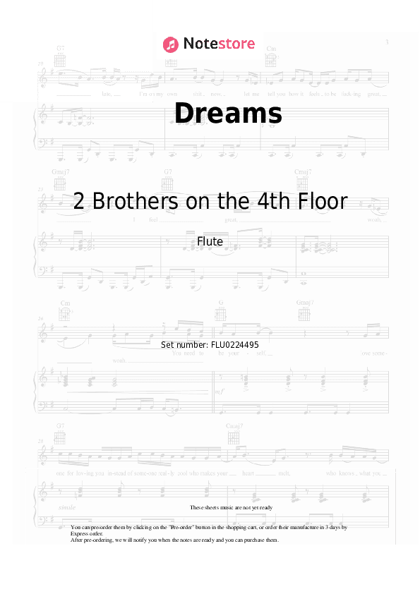 Dreams - 2 Brothers on the 4th Floor Flute Sheet Music - Flute
