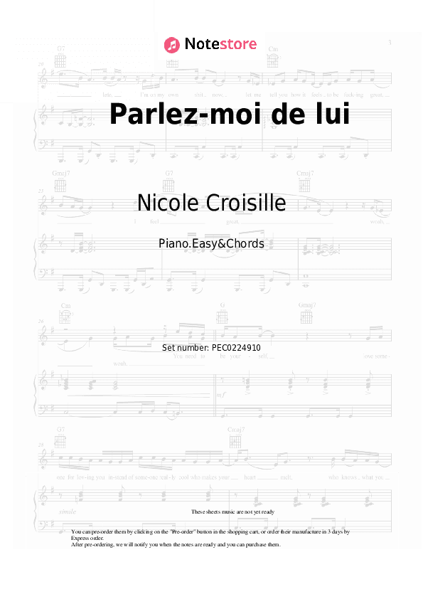 Parlez-moi de lui - Nicole Croisille Sheet Music Easy and Chords - Piano.Easy&Chords