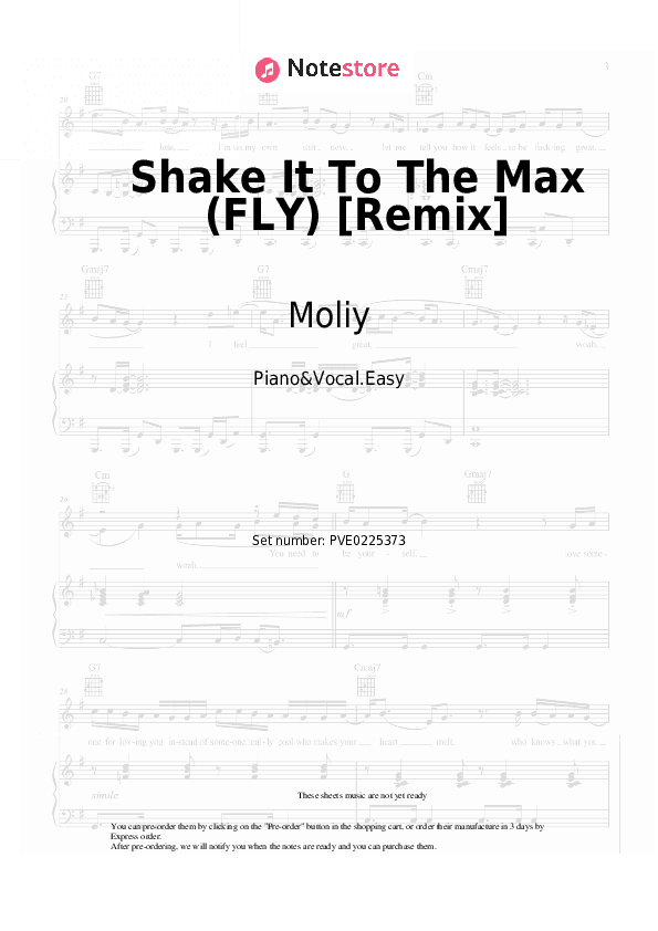 Shake It To The Max (FLY) [Remix] - Moliy, Silent Addy, Skillibeng, Shenseea Piano Sheet Music Easy and Vocal - Piano&Vocal.Easy