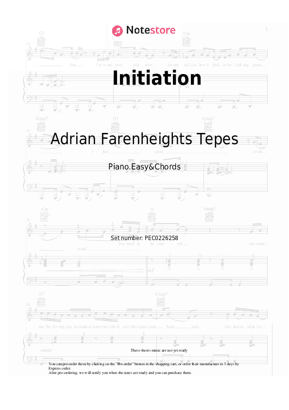 Initiation - Adrian Farenheights Tepes Sheet Music Easy and Chords - Piano.Easy&Chords