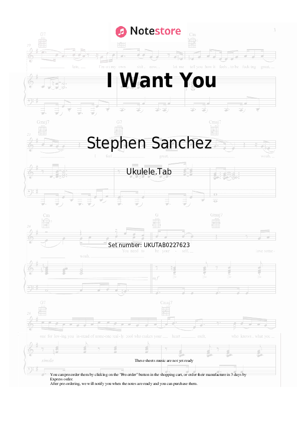 I Want You - Stephen Sanchez Sheet Music - Ukulele.Tab