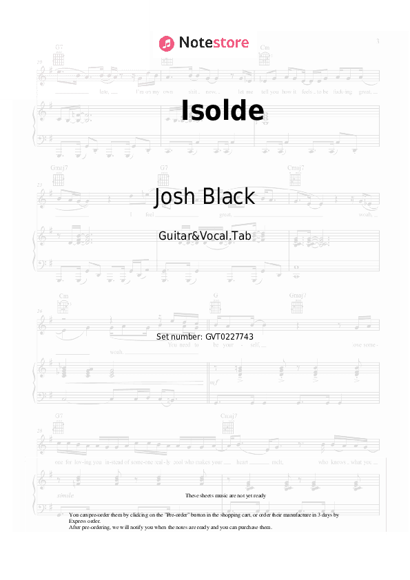 Isolde - Josh Black Chords and Voice - Guitar&Vocal.Tab