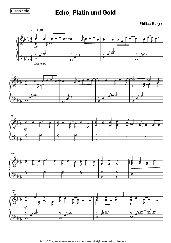 Echo, Platin und Gold - Frei.Wild, Philipp Burger Piano Sheet Music - Piano.Solo
