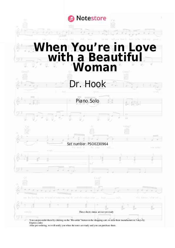 When You’re in Love with a Beautiful Woman - Dr. Hook Piano Sheet Music - Piano.Solo