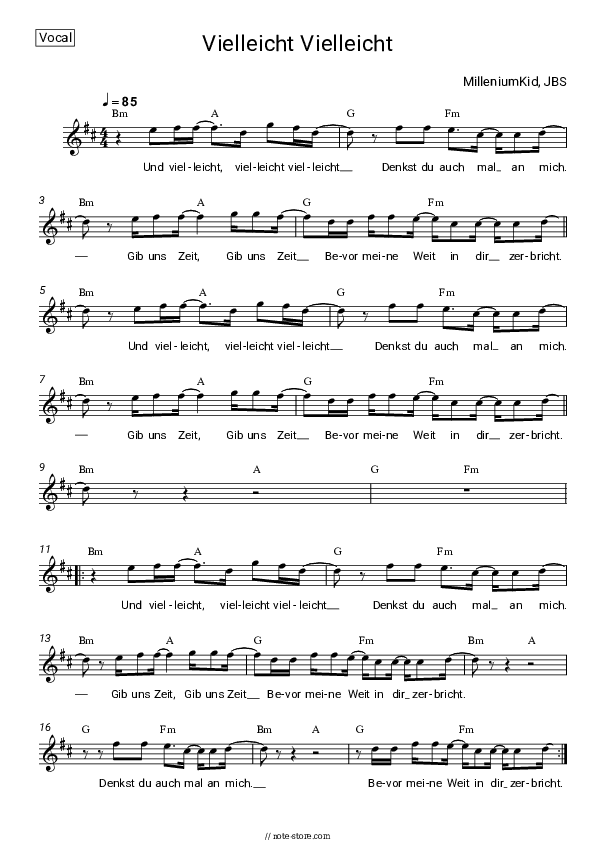 Vielleicht Vielleicht - MilleniumKid, JBS Vocal Sheet Music - Vocal