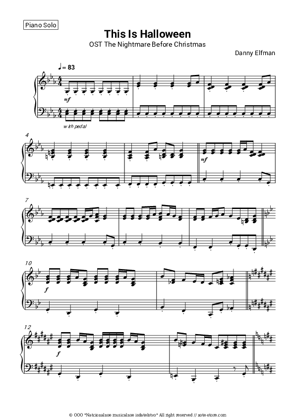 This Is Halloween (OST The Nightmare Before Christmas) - Danny Elfman Piano Sheet Music - Piano.Solo