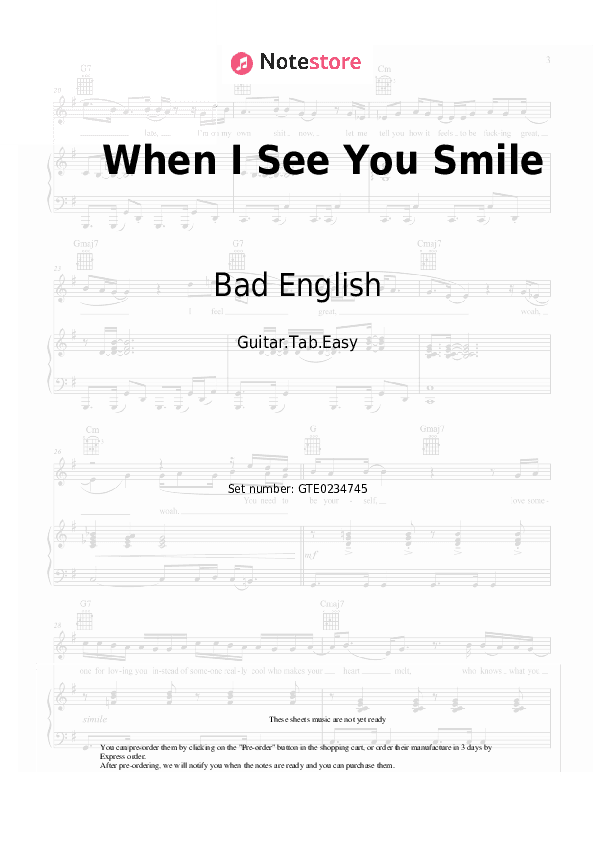 When I See You Smile - Bad English Tabs Easy - Guitar.Tab.Easy