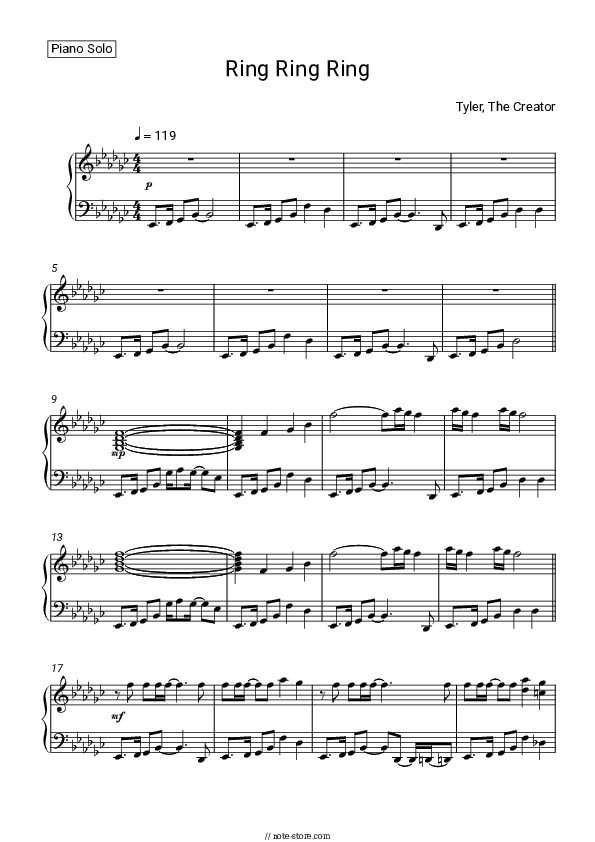 Ring Ring Ring - Tyler, The Creator Piano Sheet Music - Piano.Solo