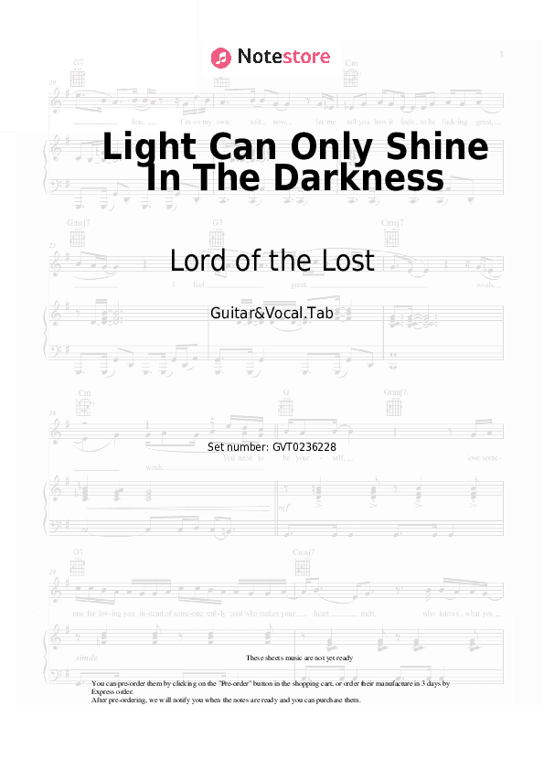 Light Can Only Shine In The Darkness - Lord of the Lost, Within Temptation Chords and Voice - Guitar&Vocal.Tab