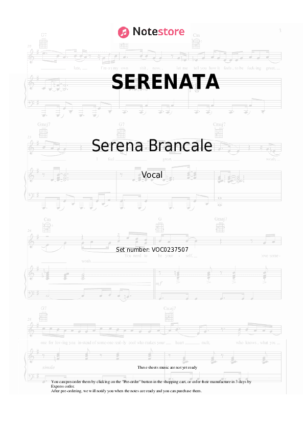 SERENATA - Serena Brancale, Alessandra Amoroso Vocal Sheet Music - Vocal