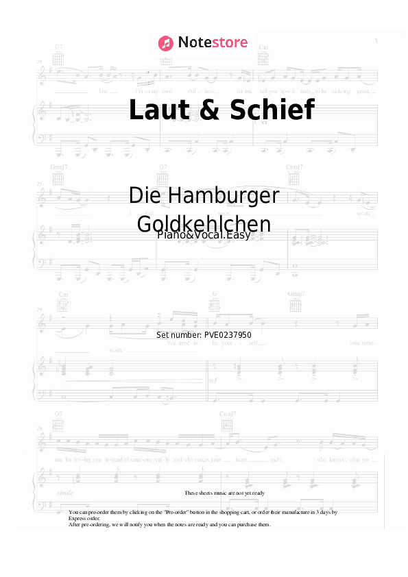 Laut & Schief - Die Hamburger Goldkehlchen Piano Sheet Music Easy and Vocal - Piano&Vocal.Easy