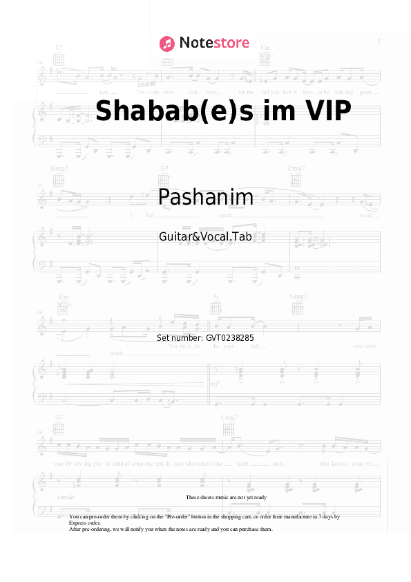 Shabab(e)s im VIP - Pashanim, Ceren Chords and Voice - Guitar&Vocal.Tab