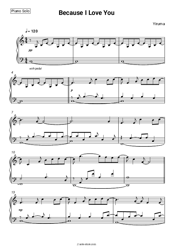 Because I Love You - Yiruma Piano Sheet Music - Piano.Solo