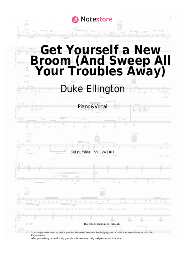 Get Yourself a New Broom (And Sweep All Your Troubles Away) - Duke Ellington Piano Sheet Music with the Voice part - Piano&Vocal