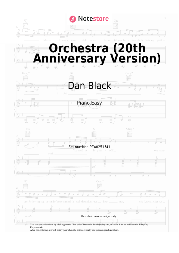 Orchestra (20th Anniversary Version) - Dan Black, Louane Piano Sheet Music Easy - Piano.Easy