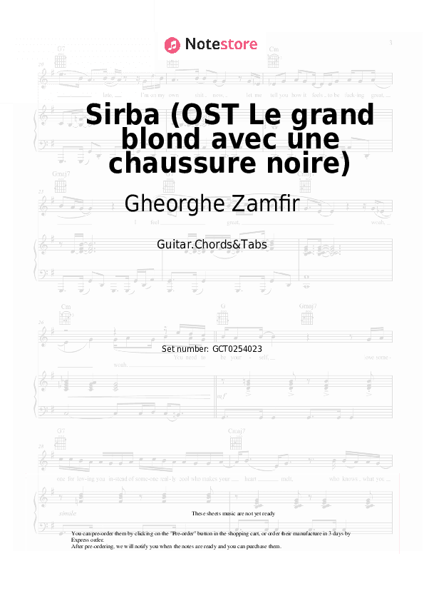 Sirba (OST Le grand blond avec une chaussure noire) - Gheorghe Zamfir Chords and Tabs - Guitar.Chords&Tabs