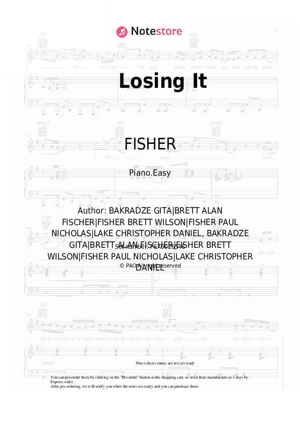 Losing It - FISHER Piano Sheet Music Easy - Piano.Easy