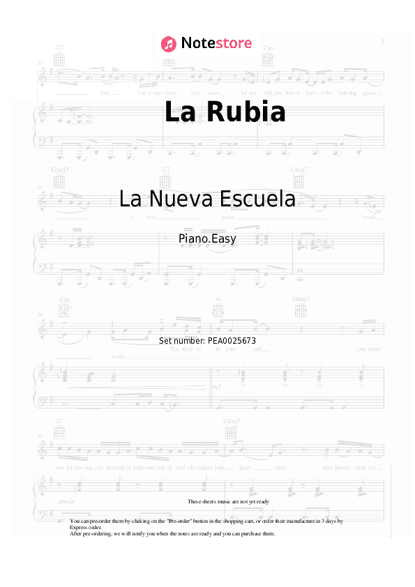 La Rubia - La Nueva Escuela Piano Sheet Music Easy - Piano.Easy