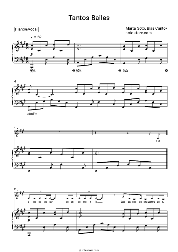 Tantos Bailes - Marta Soto, Blas Canto Piano Sheet Music with the Voice part - Piano&Vocal