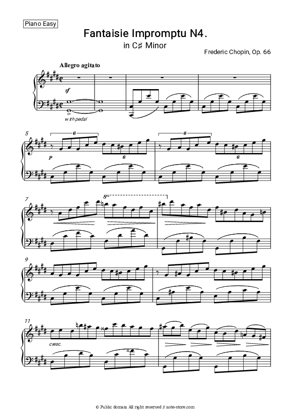 Fantaisie Impromptu, Op. 66 - Frederic Chopin Piano Sheet Music Easy - Piano.Easy