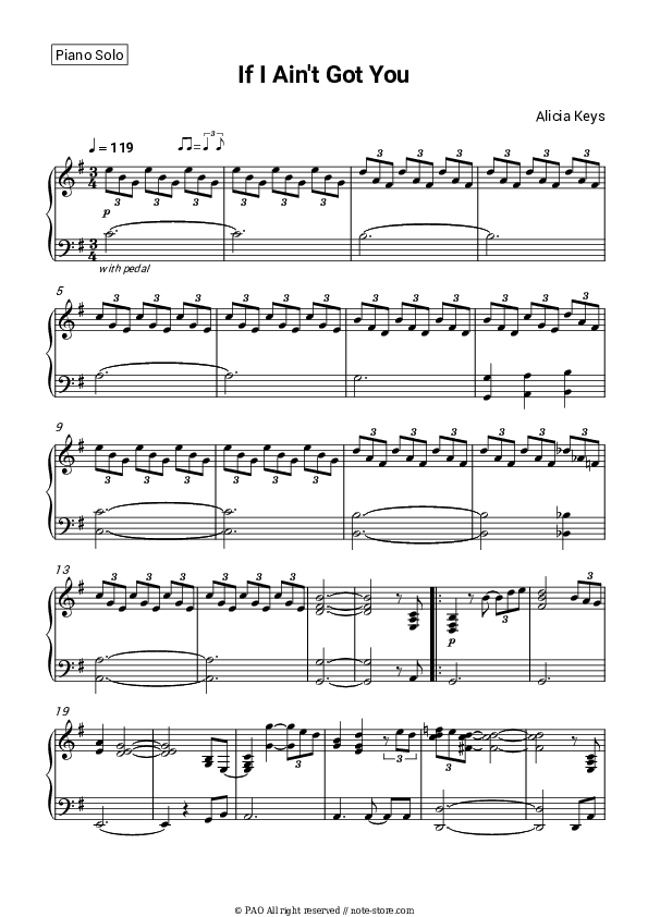If I Ain't Got You - Alicia Keys Piano Sheet Music - Piano.Solo