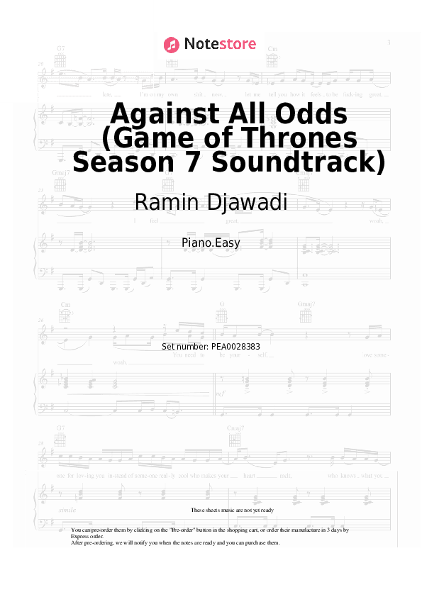 Against All Odds (Game of Thrones Season 7 Soundtrack) - Ramin Djawadi Piano Sheet Music Easy - Piano.Easy