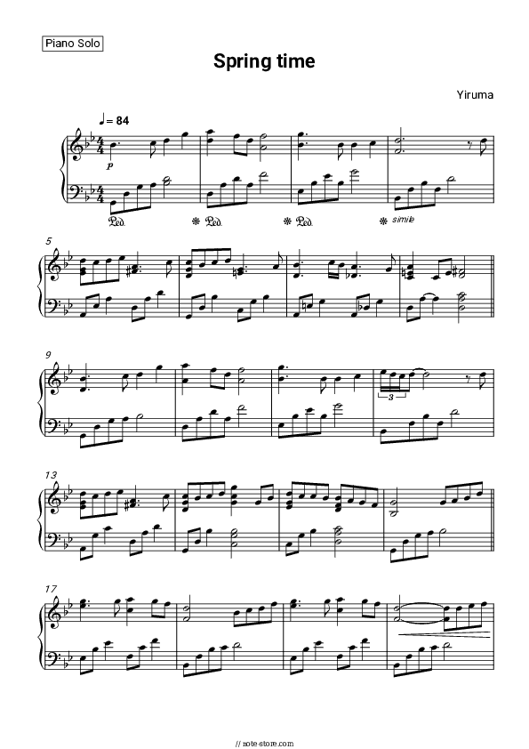 Spring time - Yiruma Piano Sheet Music - Piano.Solo