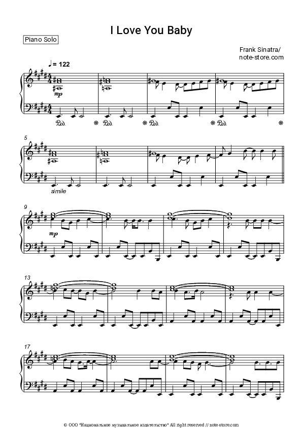 I Love You Baby - Frank Sinatra Piano Sheet Music - Piano.Solo
