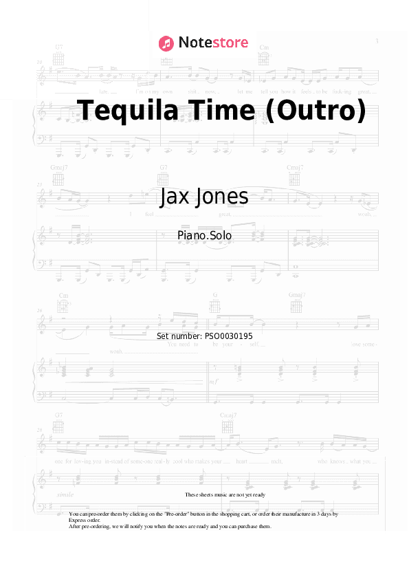 Tequila Time (Outro) - Jax Jones Piano Sheet Music - Piano.Solo