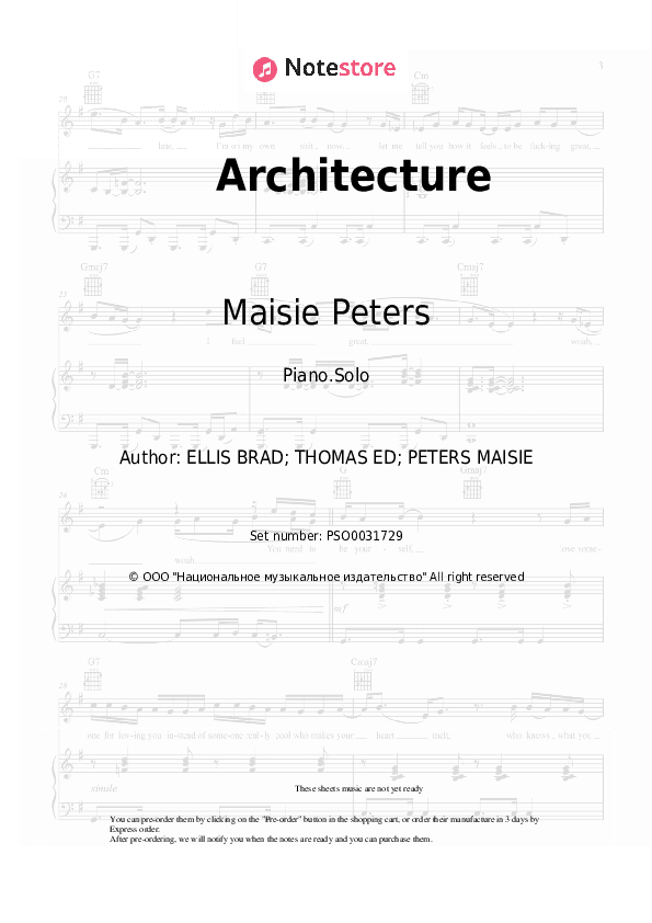 Architecture - Maisie Peters Piano Sheet Music - Piano.Solo