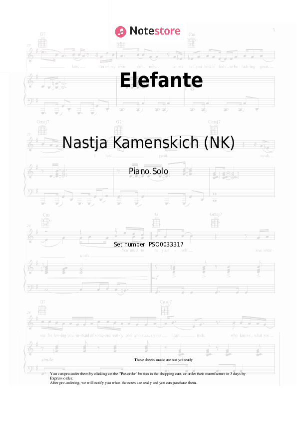 Elefante - Nastja Kamenskich (NK) Piano Sheet Music - Piano.Solo