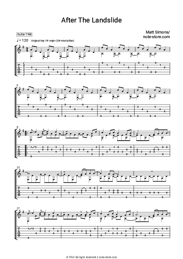 After the Landslide - Matt Simons Tabs - Guitar.Tabs