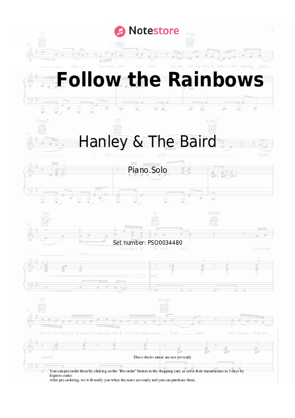 Follow the Rainbows - Hanley & The Baird Piano Sheet Music - Piano.Solo