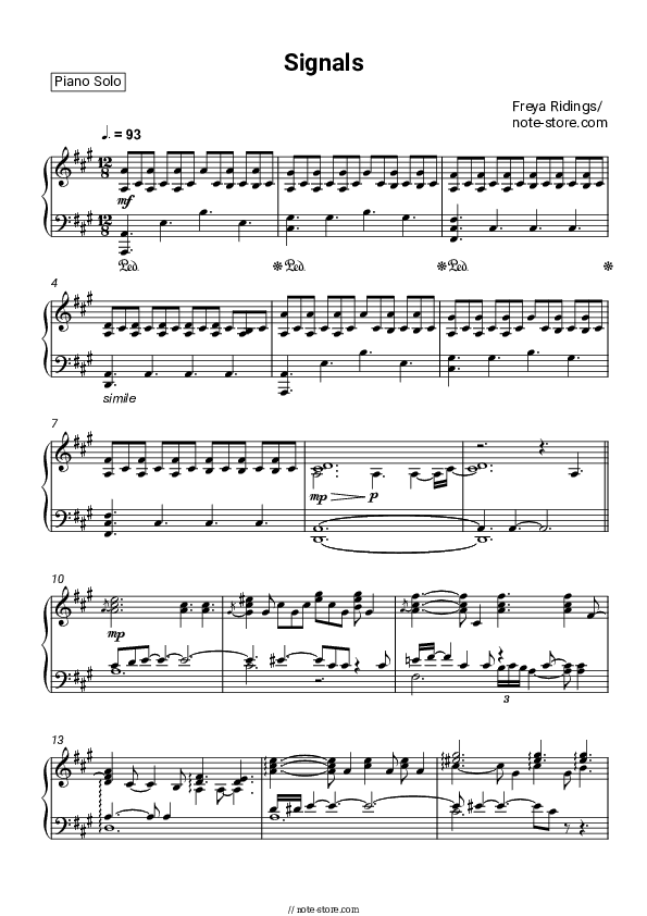 Signals - Freya Ridings Piano Sheet Music - Piano.Solo