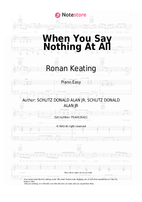When You Say Nothing At All - Ronan Keating Piano Sheet Music Easy - Piano.Easy