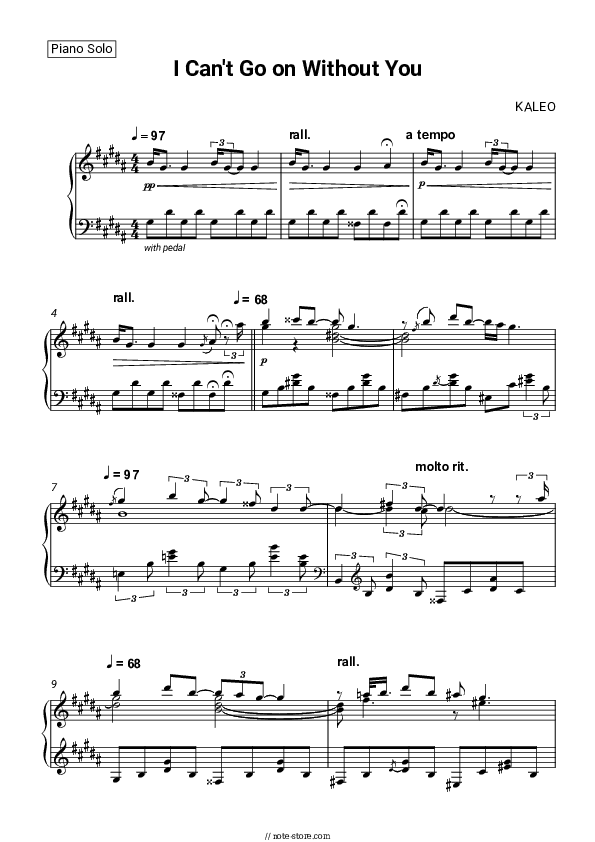 I Can’t Go On Without You - Kaleo Piano Sheet Music - Piano.Solo