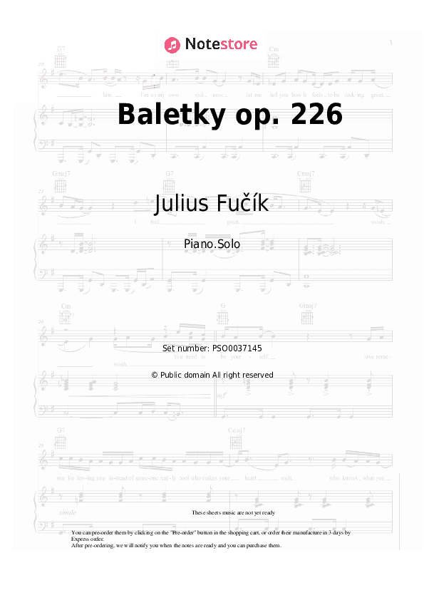 Baletky op. 226 - Julius Fučík Piano Sheet Music - Piano.Solo
