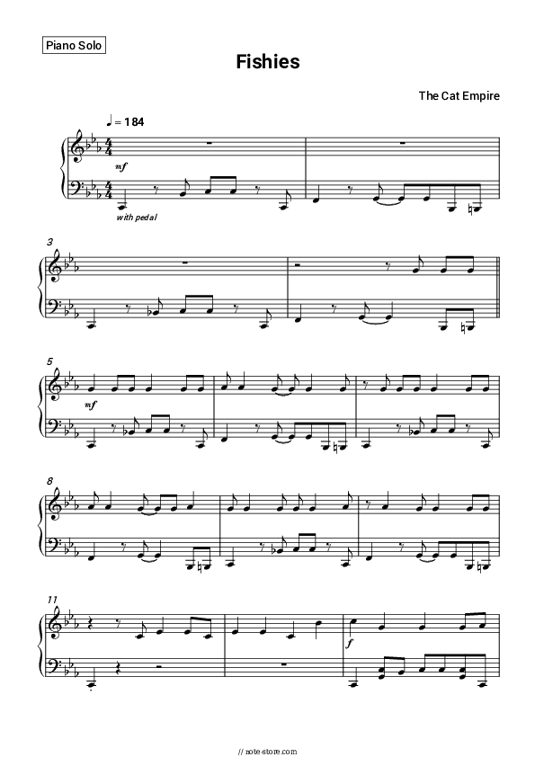 Fishies - The Cat Empire Piano Sheet Music - Piano.Solo