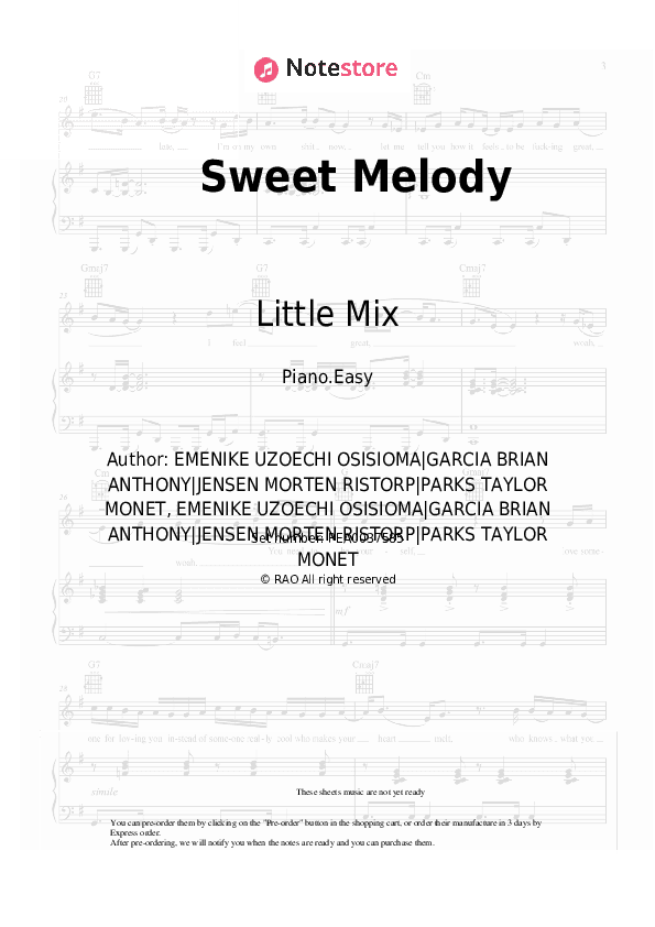 Sweet Melody - Little Mix Piano Sheet Music Easy - Piano.Easy