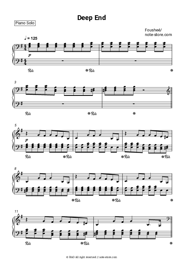 Deep End - Foushee Piano Sheet Music - Piano.Solo