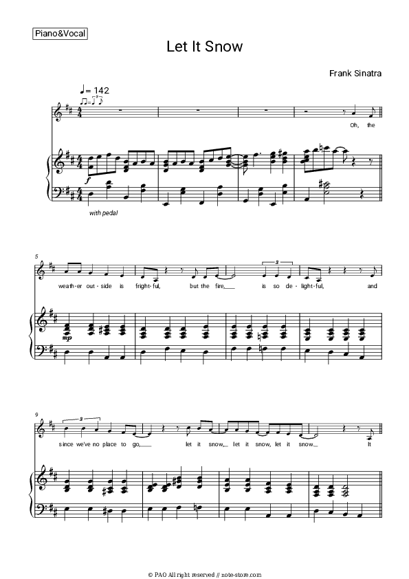 Let It Snow (Remastered) - Frank Sinatra Piano Sheet Music with the Voice part - Piano&Vocal