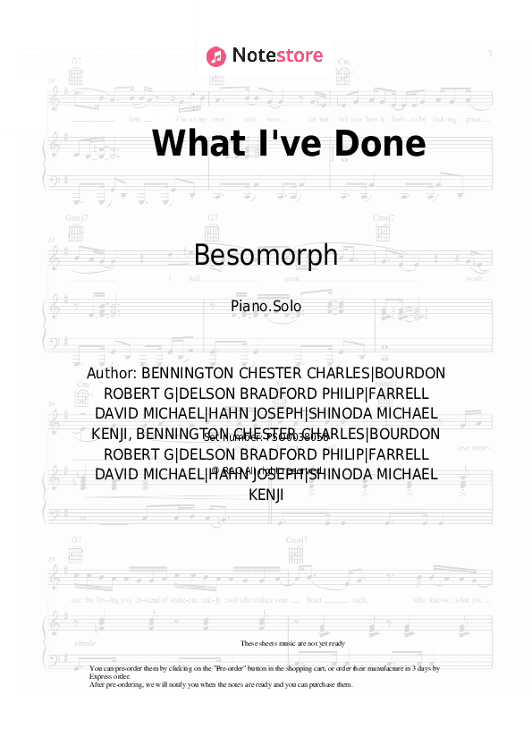What I've Done - Besomorph, Behmer, Lunis Piano Sheet Music - Piano.Solo