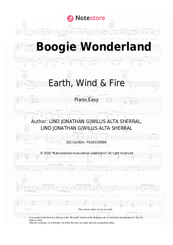 Boogie Wonderland - Earth, Wind & Fire Piano Sheet Music Easy - Piano.Easy
