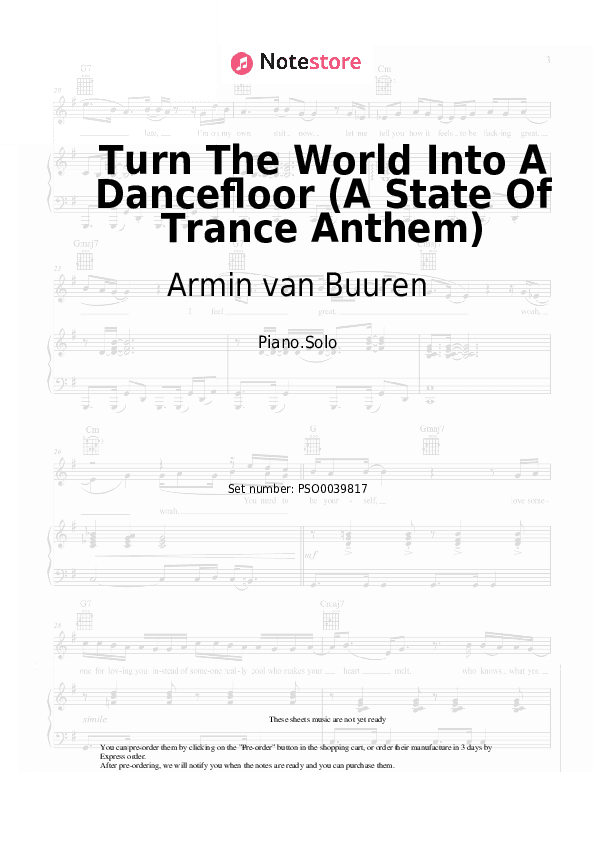 Turn The World Into A Dancefloor (A State Of Trance Anthem) - Armin van Buuren Piano Sheet Music - Piano.Solo
