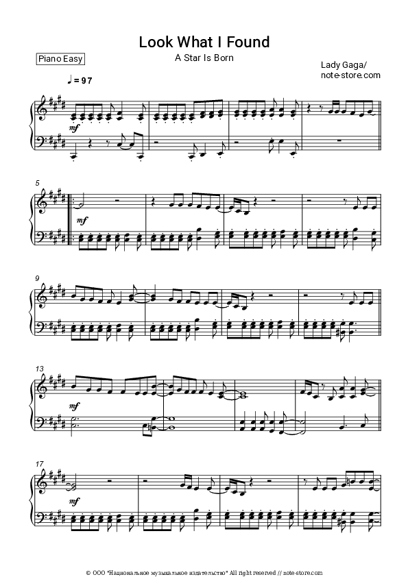 Look What I Found - Lady Gaga Piano Sheet Music Easy - Piano.Easy