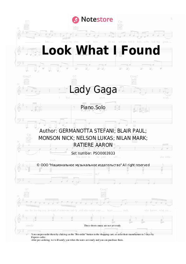 Look What I Found - Lady Gaga Piano Sheet Music - Piano.Solo
