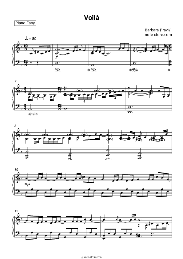Voila - Barbara Pravi Piano Sheet Music Easy - Piano.Easy