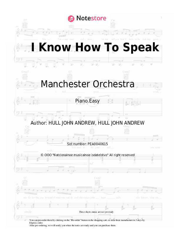 I Know How To Speak - Manchester Orchestra Piano Sheet Music Easy - Piano.Easy
