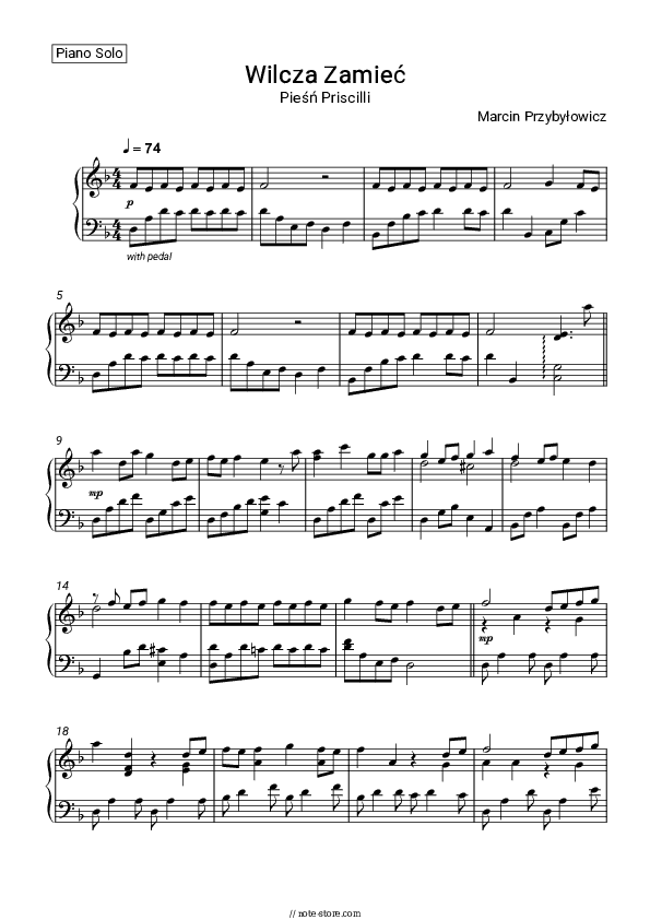 The Wolven Storm (Priscilla's song) - Marcin Przybyłowicz Piano Sheet Music - Piano.Solo